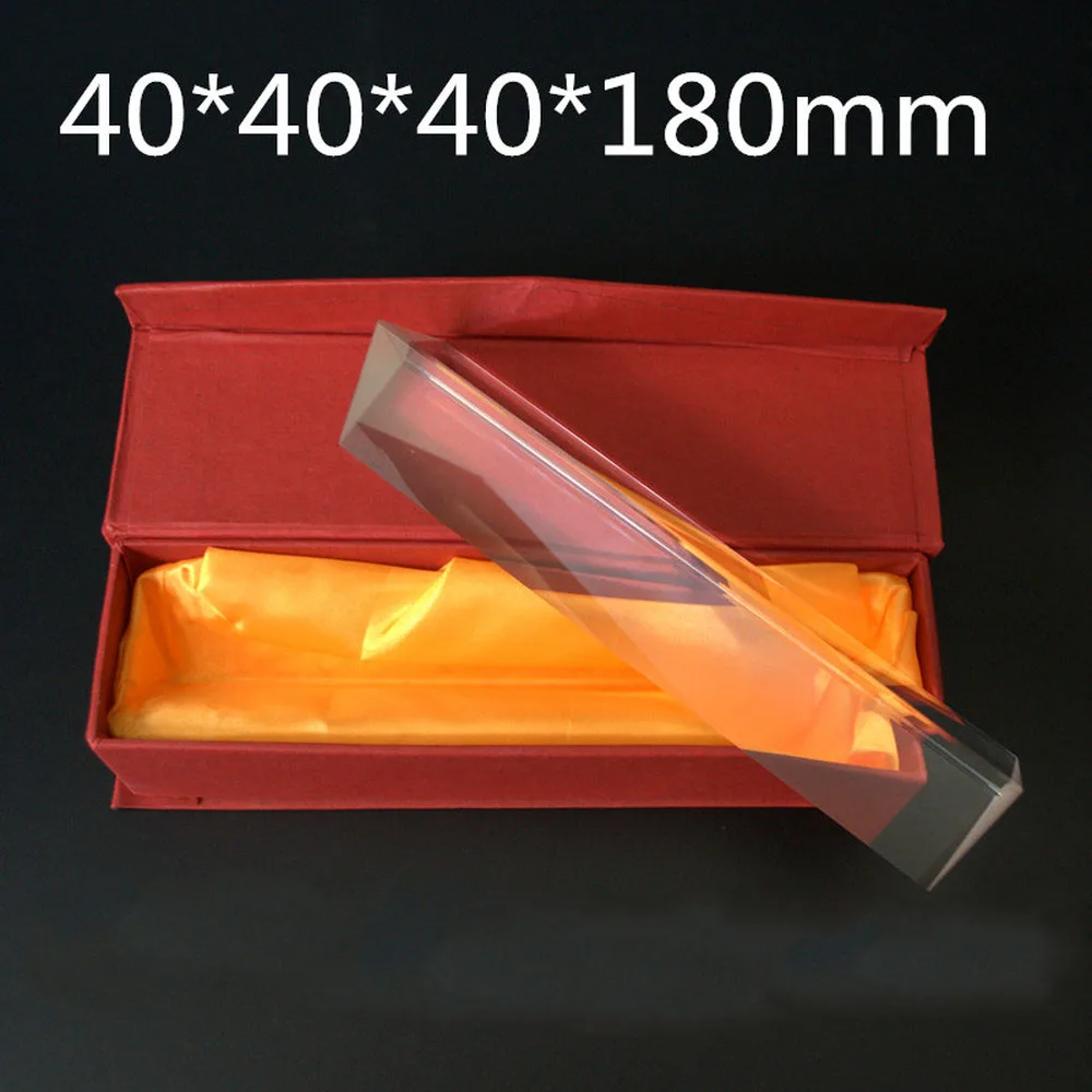 Rainbow Crystal Prism 40*40*180Mm Triangular Prism Large Rainbow Photo Gift Experimental Equipment Optical Glass