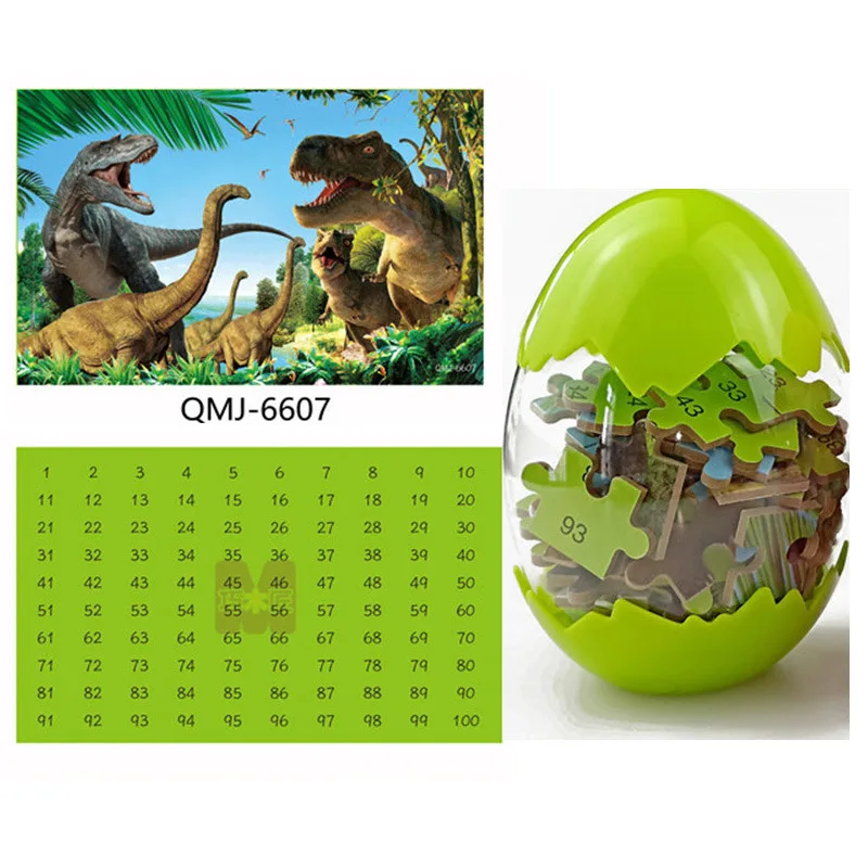 60PCS Wooden Dinosaur Egg Puzzle Jigsaw Funny DIY Tyrannosaurus Animal 3D Puzzles Board Game Early Learning Toys for Boys Kids