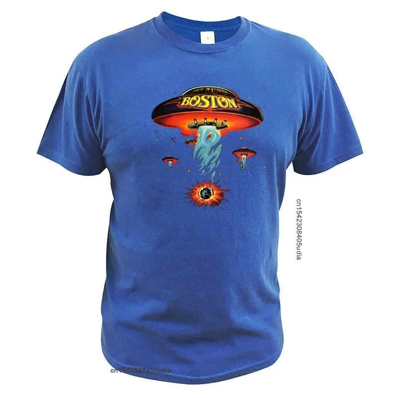 Boston Spaceship T-Shirt Album Boston T-Shirt American Rock Band Baumwolle Modisches T-Shirt EU-Größe