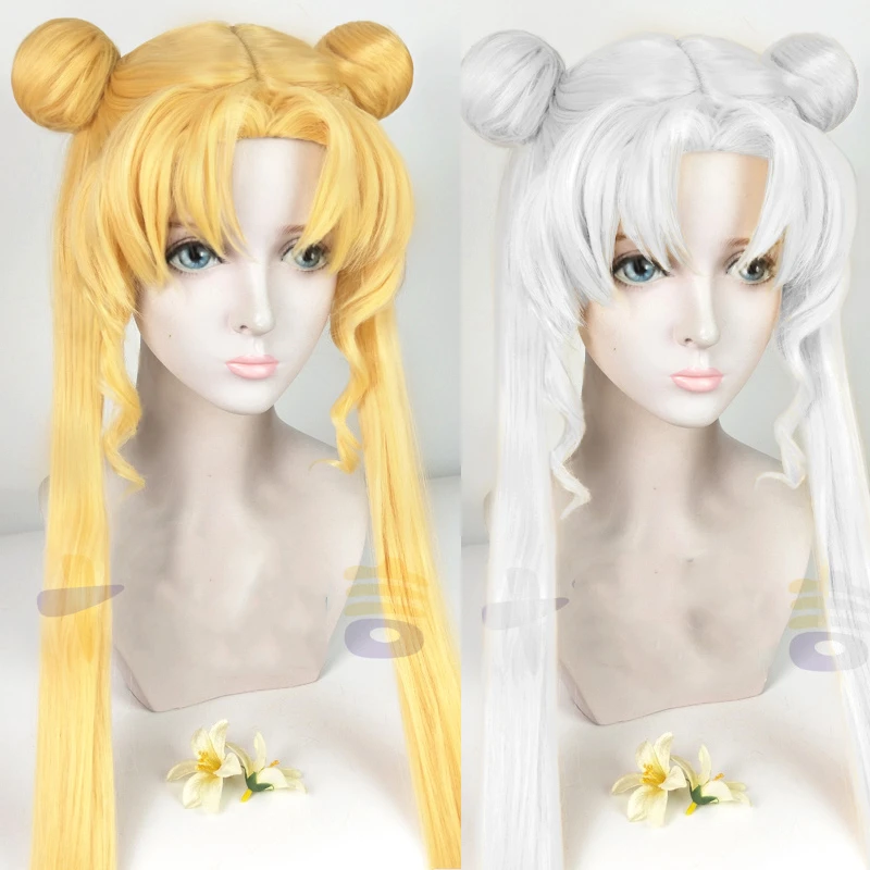 Peruka do cosplay anime, kreskówek, na Halloween, imprezę, akcesoria do stroju Tsuking, peruka marynarska biało-żółta, rekwizyt na Boże Narodzenie.