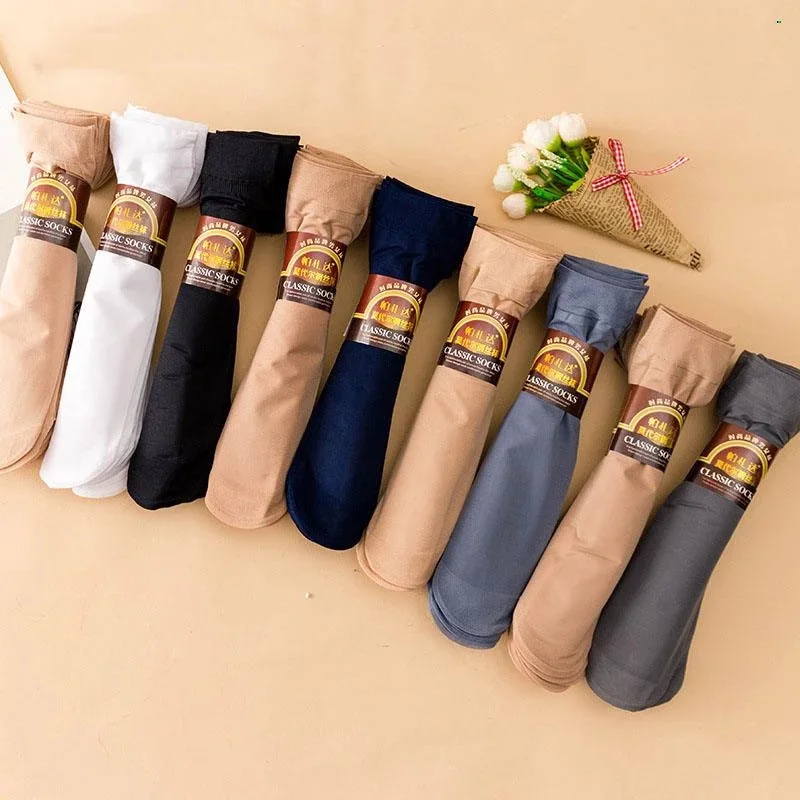 5 Pairs/lot Business Men Summer Socks Breathable Casual Short Crew Socks Male Cool Socks Thin Silk High Elastic Nylon US $ 15