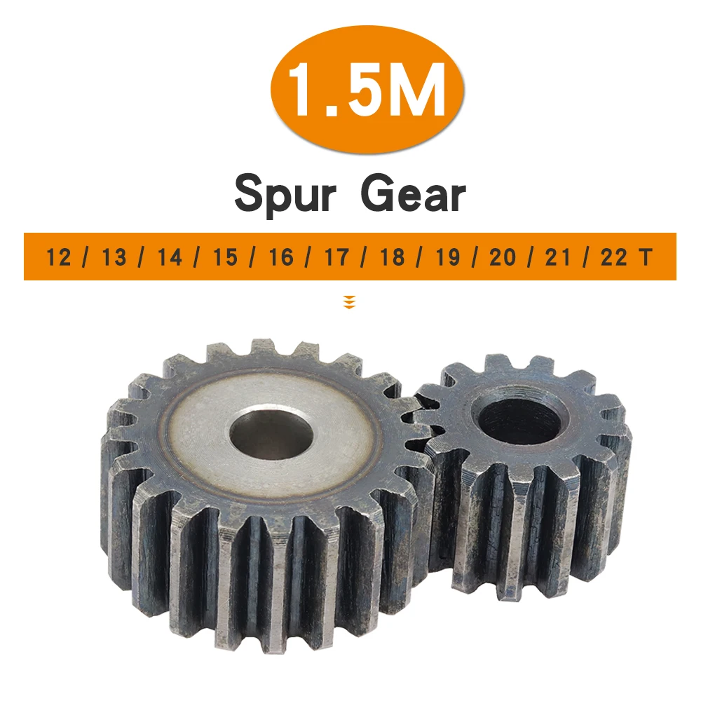 Pinion Gears 1.5M-12T/13T/14T/15T/16T/17T/18T/19T/20T/21T/22T SC45# Carbon Steel Cylindrical Gear High Frequency Quenching Teeth