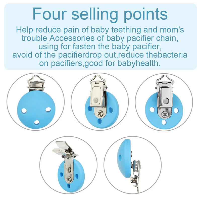 TYRY.HU 5pc/set Round Silicone Clips Baby Pacifier Clips Holder Silicone Dummy Pacifier Chain Accessories BPA-Free