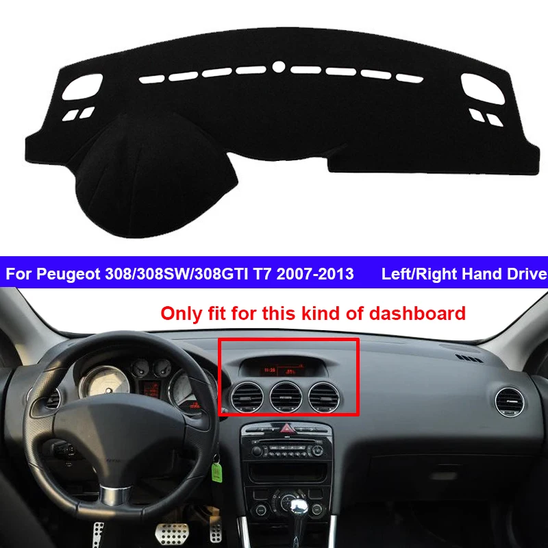 Car Inner Dashboard Cover For Peugeot 308 308SW 308GTI T7 2007 - 2013 Auto Dash Mat Carpet Sun shade Dashmat Rug Cushion 2012