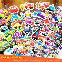 12Pcs/Set Cartoon Car Bubble Stickers DIY Mini Stickers Children's Toy Sticker Boys And Girls Birthday Gifts