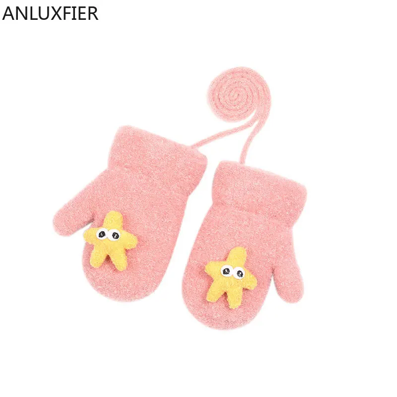 

H10048 Children Gloves Winter Boys Girls Warm Windproof Thickened Plush Hand Muff Hanging Neck Imitation Lamb Cashmere Mittens