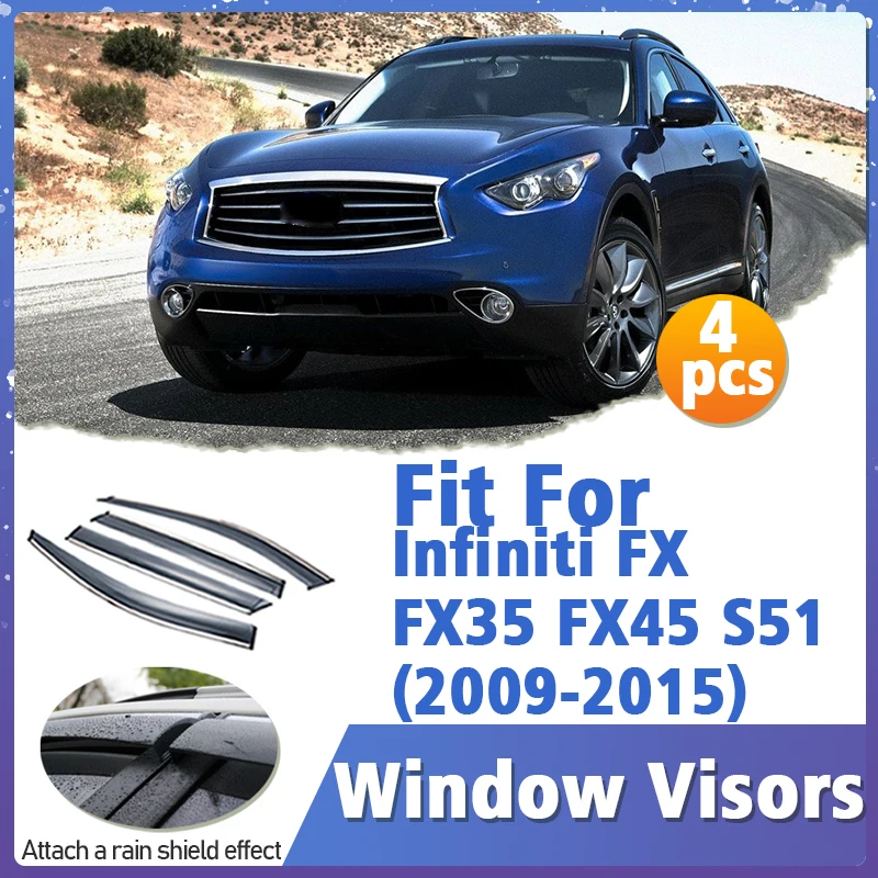 

Защитный козырек для окна для Infiniti FX35 FX45 S51 2009-2015 Обшивка навесов Защита от солнца и дождя Дефлектор аксессуары