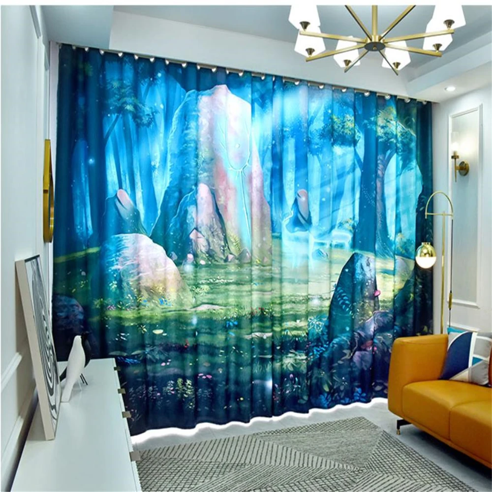 

Cartoon curtains children room curtain boy girl bedroom kid room thicken curtains