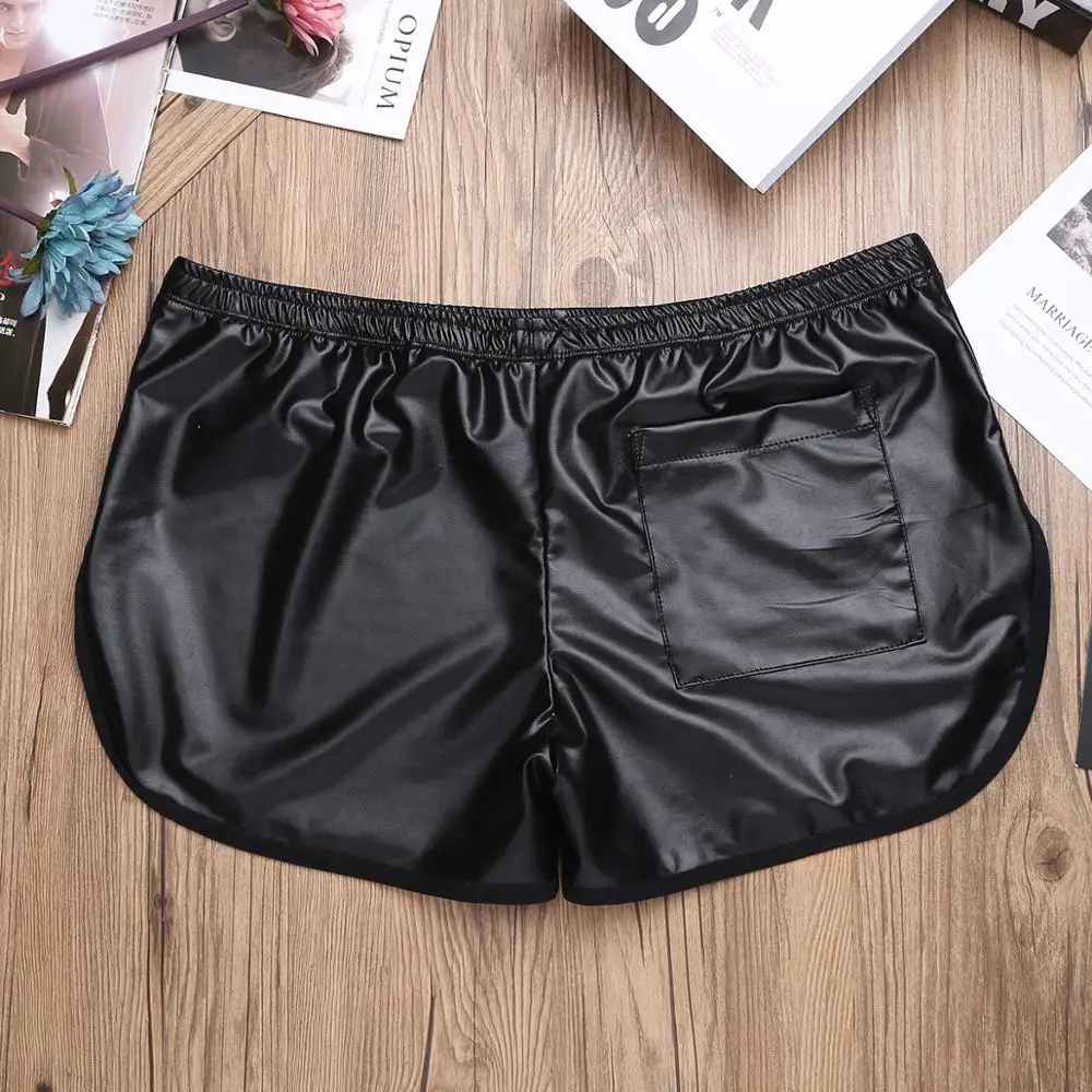 Faux Leather Board Shorts Mens Beach Shorts with Back Pocket Men Running Gym Shorts Man Sport Hot Boxer Short Pants Hot sale