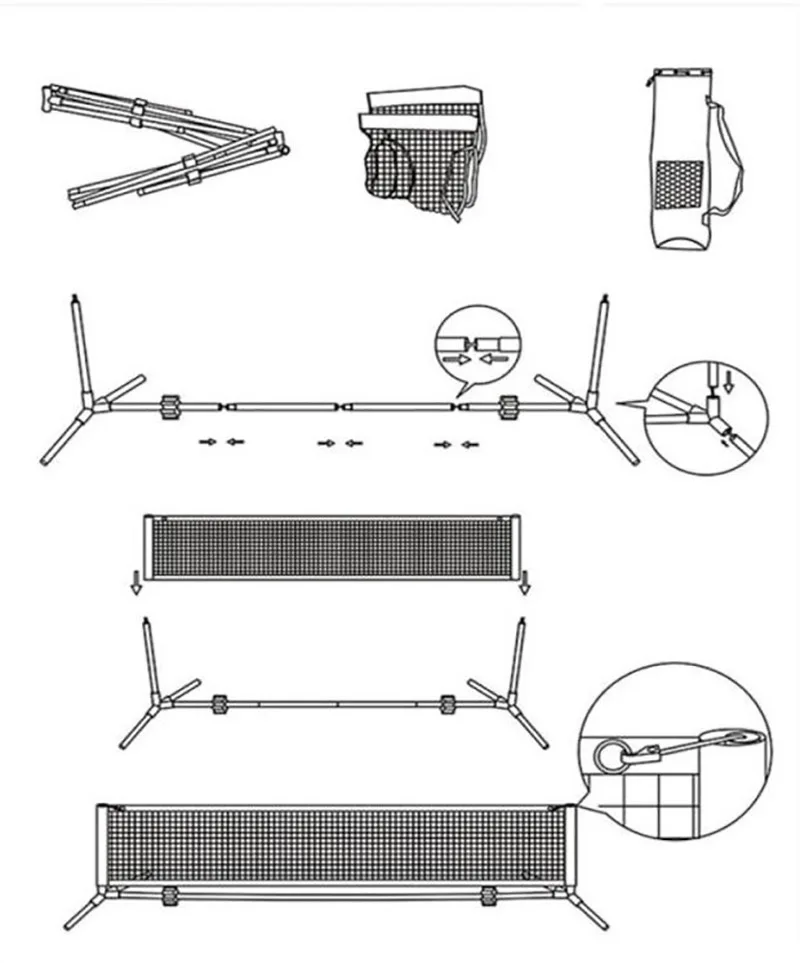 Foldable Tennis Net Bracket Portable Outdoor Indoor Sports Standard Bracket With Storage Bag