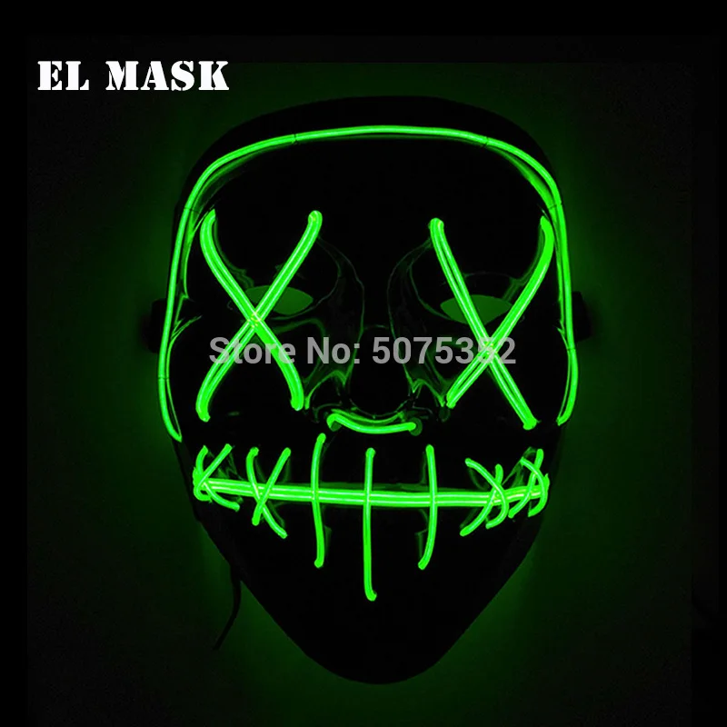 2023Hot Sales Fashion LED Mask Luminous Glowing Halloween Mask Neon EL Mask Halloween Cosplay Mask Mascara Horror Maska