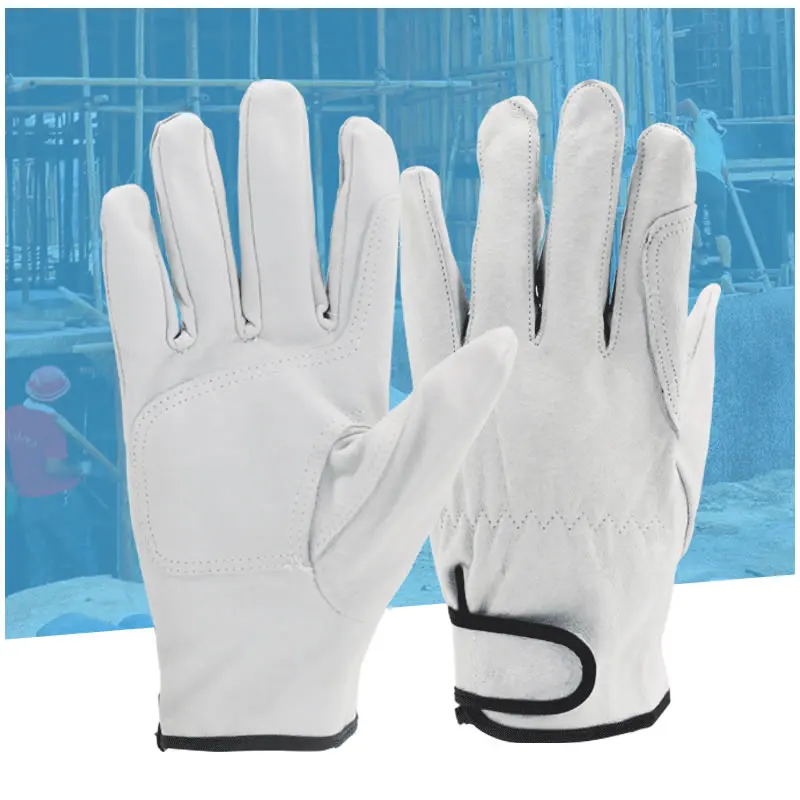 Leather Work Gloves Anti-Cut Soft Pig Skin Tear-Resistant Work Site Home Garden Carrying Gloves Hands Protection