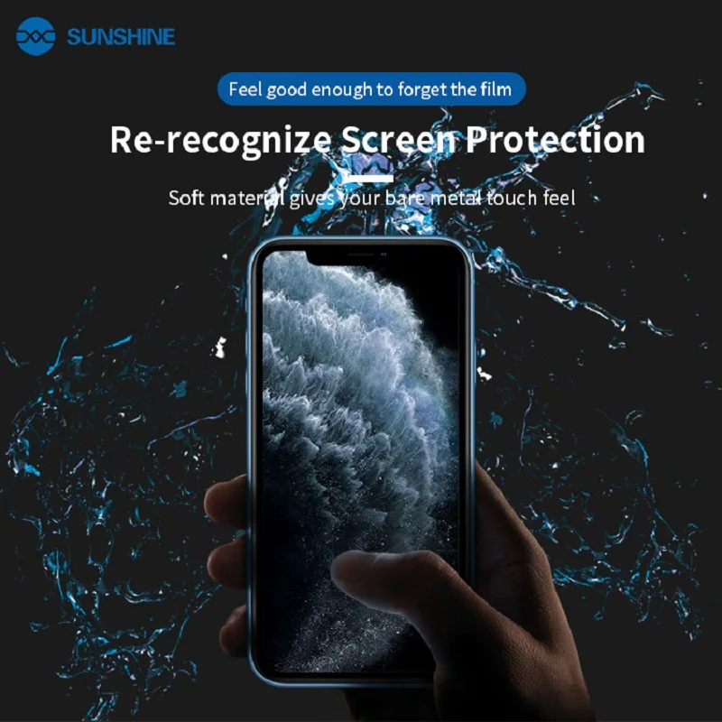 SUNSHINE SS-057-Lámina de hidrogel Flexible, protectores de pantalla para teléfonos móviles, película frontal cortada para máquina de SS-890C, 50 Uds.
