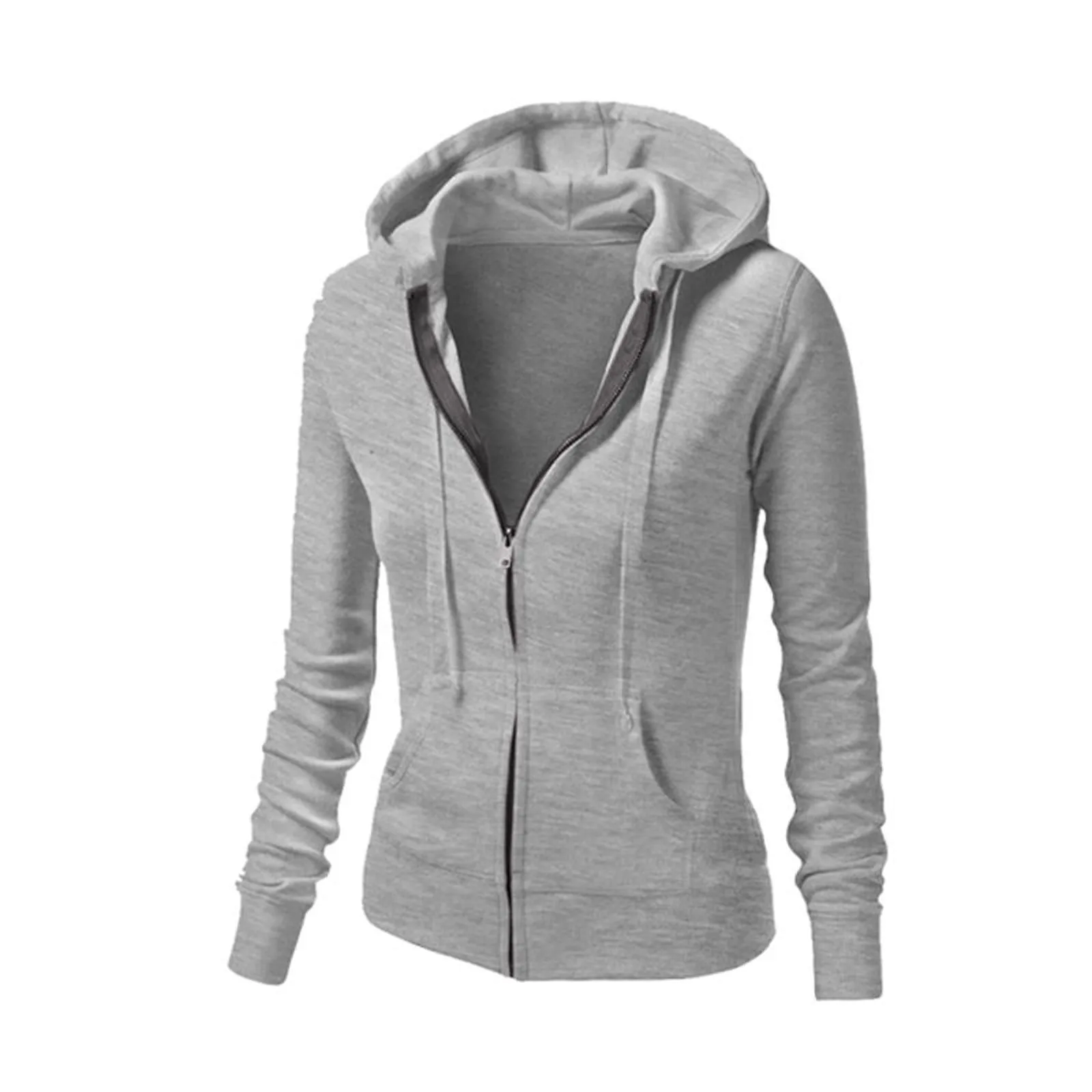 Black Zip Hooded Sweatshirt Winter Jacket Top Oversized Hoodies Fashion Casual Woman Clothes Long Sleeve Pullover Sweatshirts