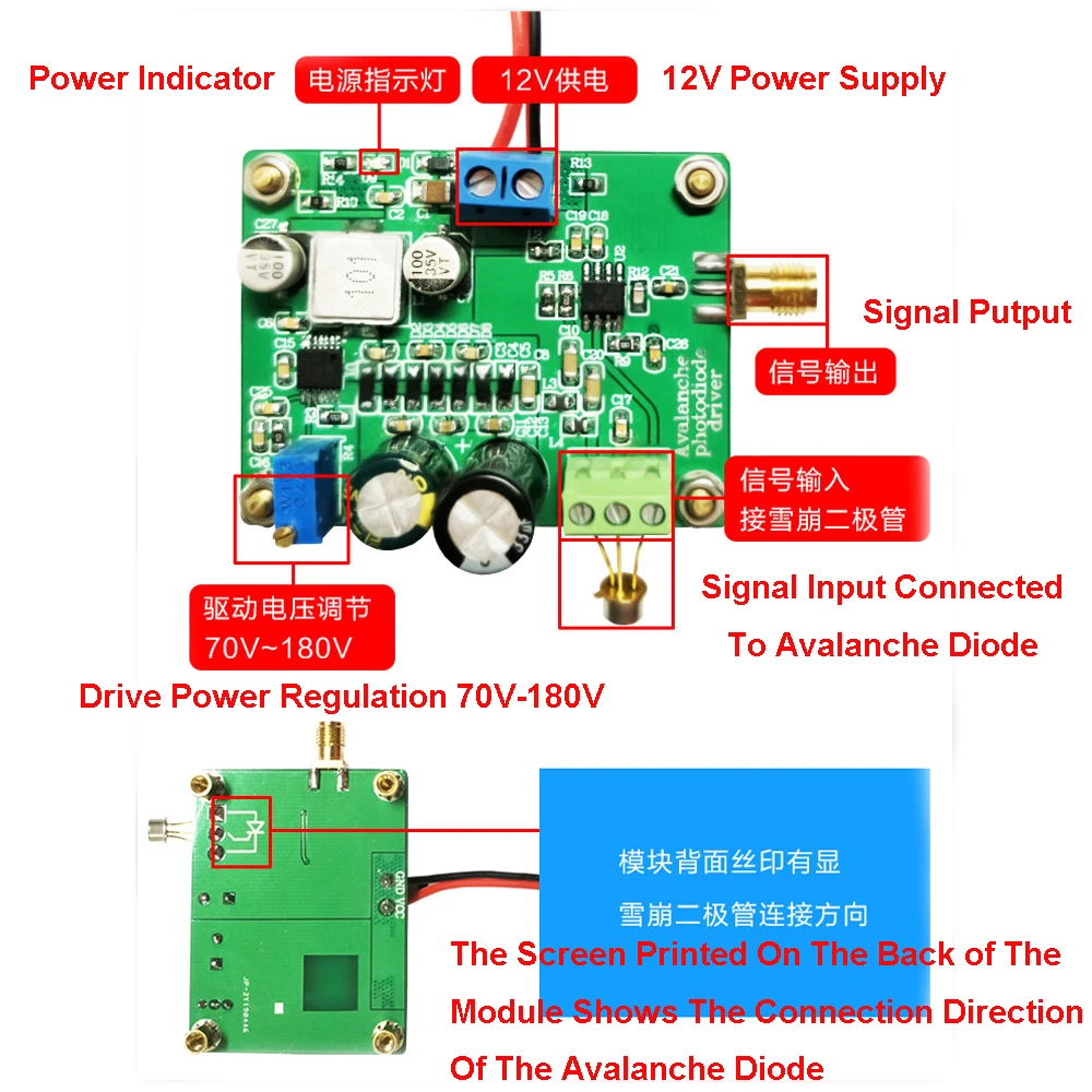 IV Conversion Amplifier Module APD Avalanche Photodiode Drive Photoelectric Signal Current To Voltage