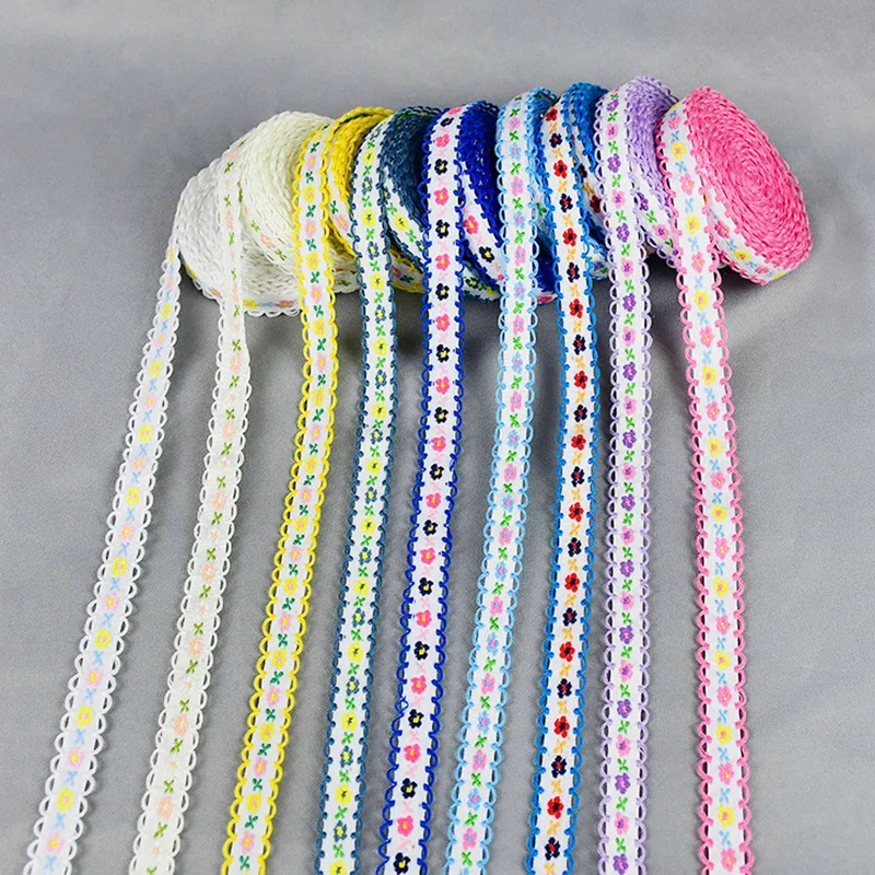 5Yards 12mm Flower Embroidered Lace Trim Ribbons Garment Trim Fabric for Apparel Clothes Accessories Handmade Sewing DIY Crafts