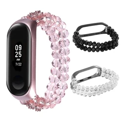 Miband 6 7 8 Crystal Beads Bracelet Wristband for Xiaomi Mi Band 5 4 Straps Handmade Mi7 Strap Mi6 Band Accessories Bling Women