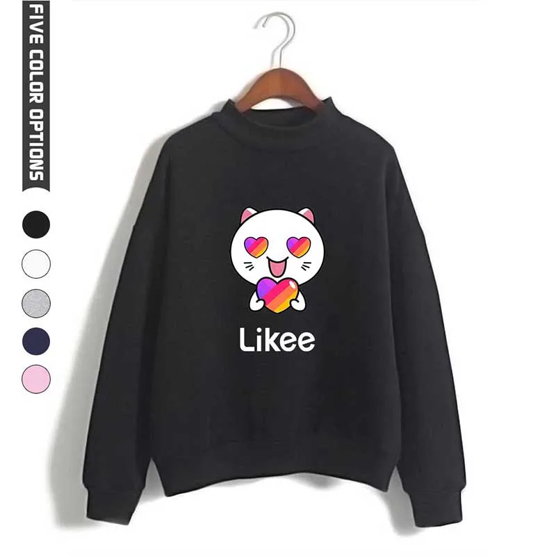 

Likee Rainbow Heart Cute Cat High Collar Hoodies Men Women Capless Sweatshirts Tops Long Sleeve Unisex Hoodie Pullover Plus Size