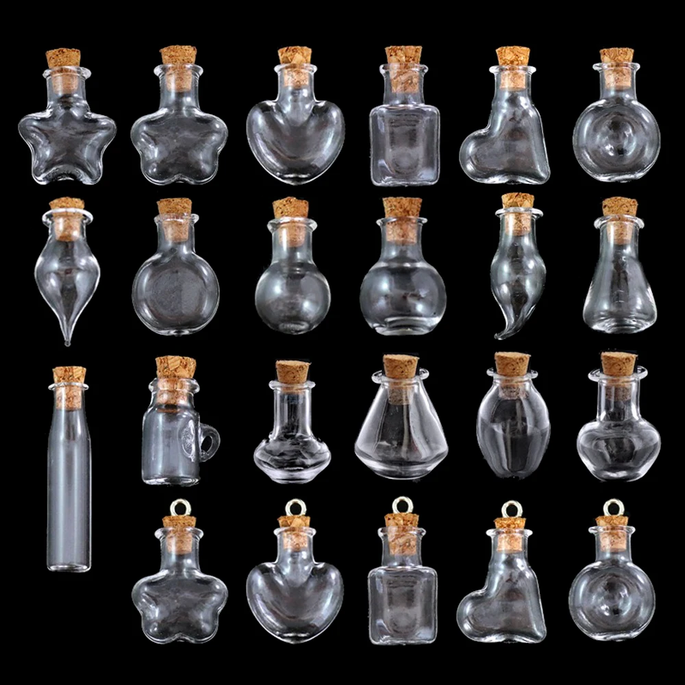 10pcs Drift Bottle Wishing Bottle DIY Gift Perfume Essential Oil Bottles Home Hanging Decoration Craft Transparent Glass Bottle