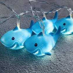 1pcs Cartoon Shark Leds String Light 10Led Night Light Kids Room Foyer Window Decoration Baby Shower Christmas Birthday Decor