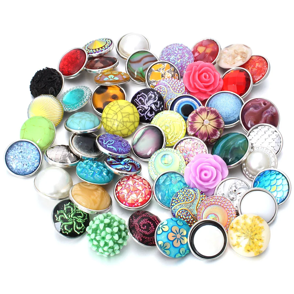 10pcs/lot New Mixed Style Snap Button Jewelry Ginger Resin 18mm Snap Buttons fit Snap Bracelet Bangles Button Jewelry ZD047