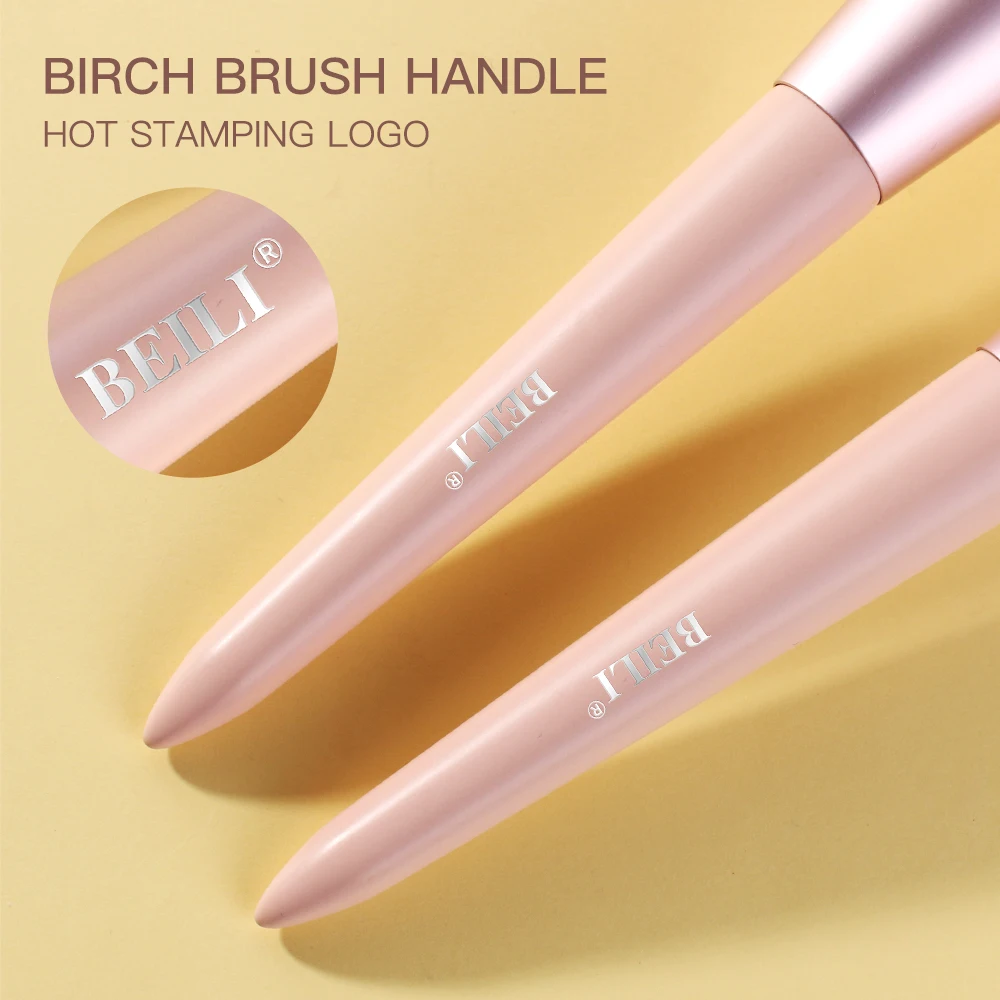 BEILI 10/11 pcs Pink Makeup Brushes Set Vegan Eyebrow Eyelash Powder Synthetic Hair Foundation Brush Make Up Tools For Women