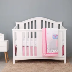3 pcs Baby Crib Bedding Set  pink animals  hot sale including quilt, crib sheet, crib skirt