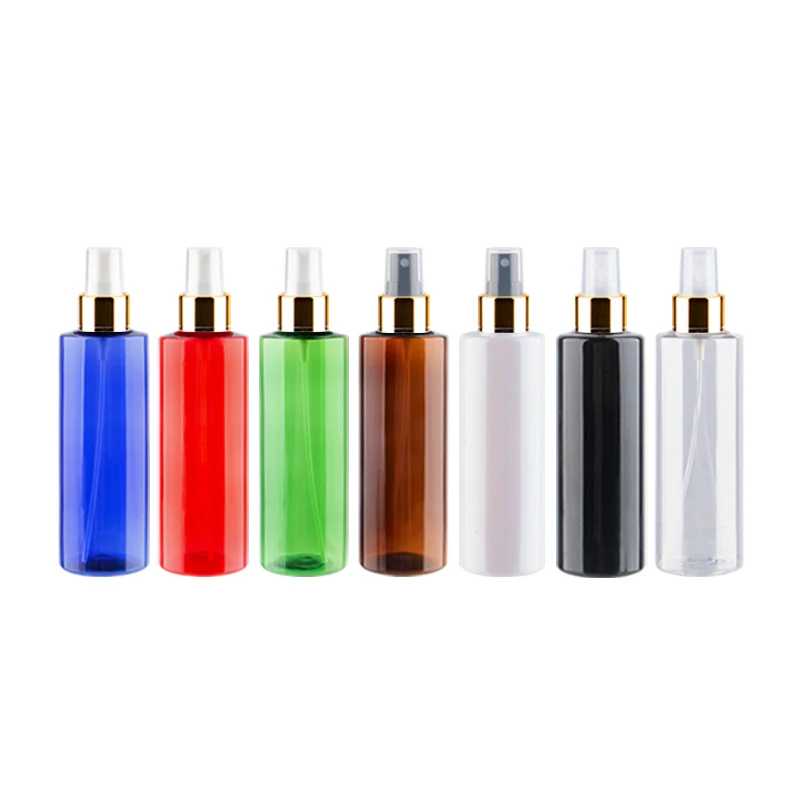 

25pcs 150ml 200ml 250ml Gold Aluminum Perfume Mist Sprayer Plastic Bottles Personal Care Spray Pump Container