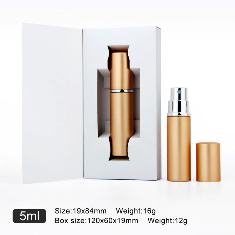 7 Pieces/Lot 5ml Aluminum Perfume packaging Paper boxes Atomizer empty perfume bottle Customizable logo