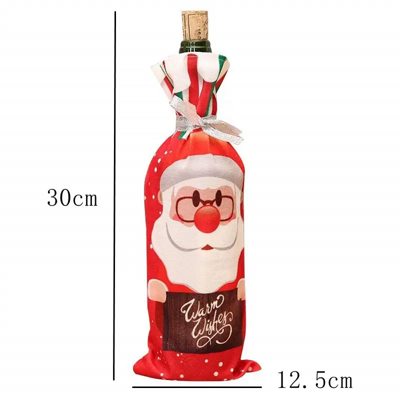 MESA DE NAVIDAD decoración de botellas de vino conjunto de Santa botella de hombre de nieve cubierta de la ropa de cocina decoración de Año Nuevo de