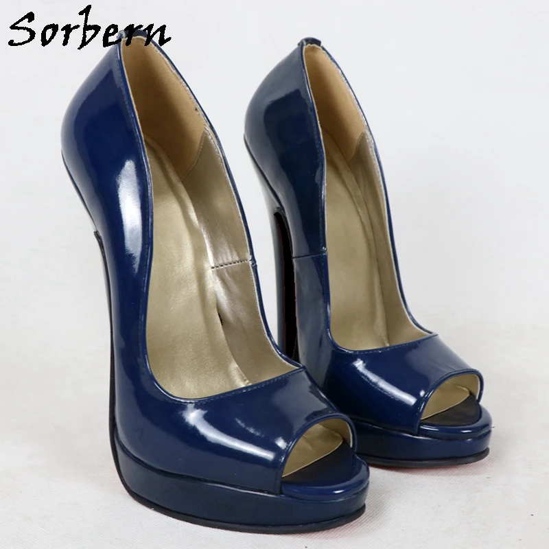 Sorbern Sexy damskie buty na wysokim obcasie pompy 18Cm platforma z wystającym palcem Slip On prawdziwej but skórzany dostosowane 20Cm 22Cm 24cm buty damskie