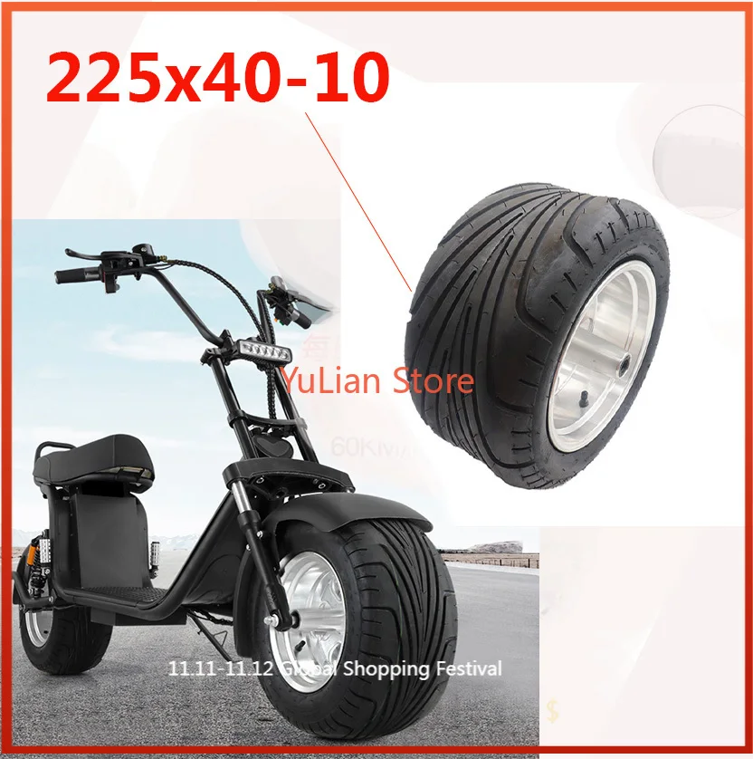 

225x40-10 Wide Tire 225/40-10 Tubeless Tire with Wheel Hub for Citycoco Electric Scooter Modification Parts