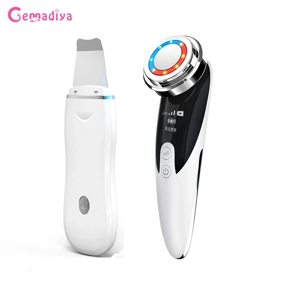 Siêu Âm Da Tẩy Massage Cho Mặt Bong Tróc Xẻng Lỗ Chân Lông Làm Sạch LED Photon Xóa Nhăn Trẻ Hóa Da Máy Mát Xa Mặt