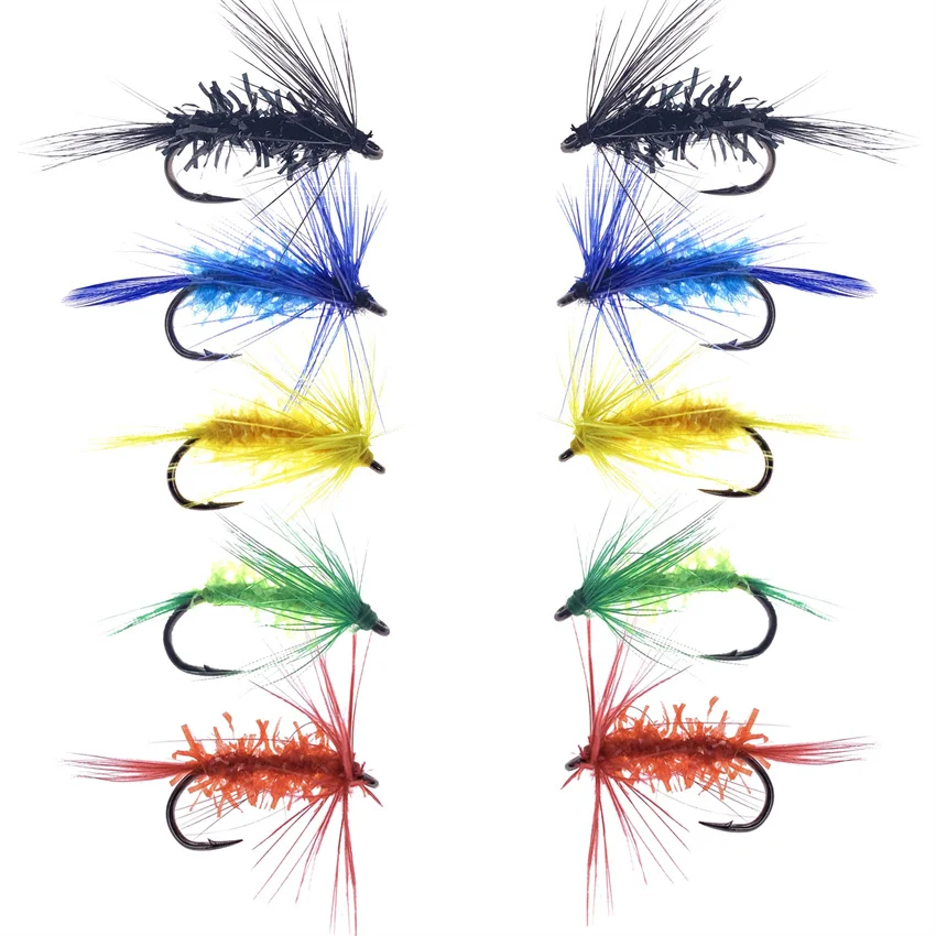 5Pcs/Box Mixed Colors Insects Flies Fly Fishing Lures Fly Floating Bait Dry Flies Trout Artificial Crank Hook Lure