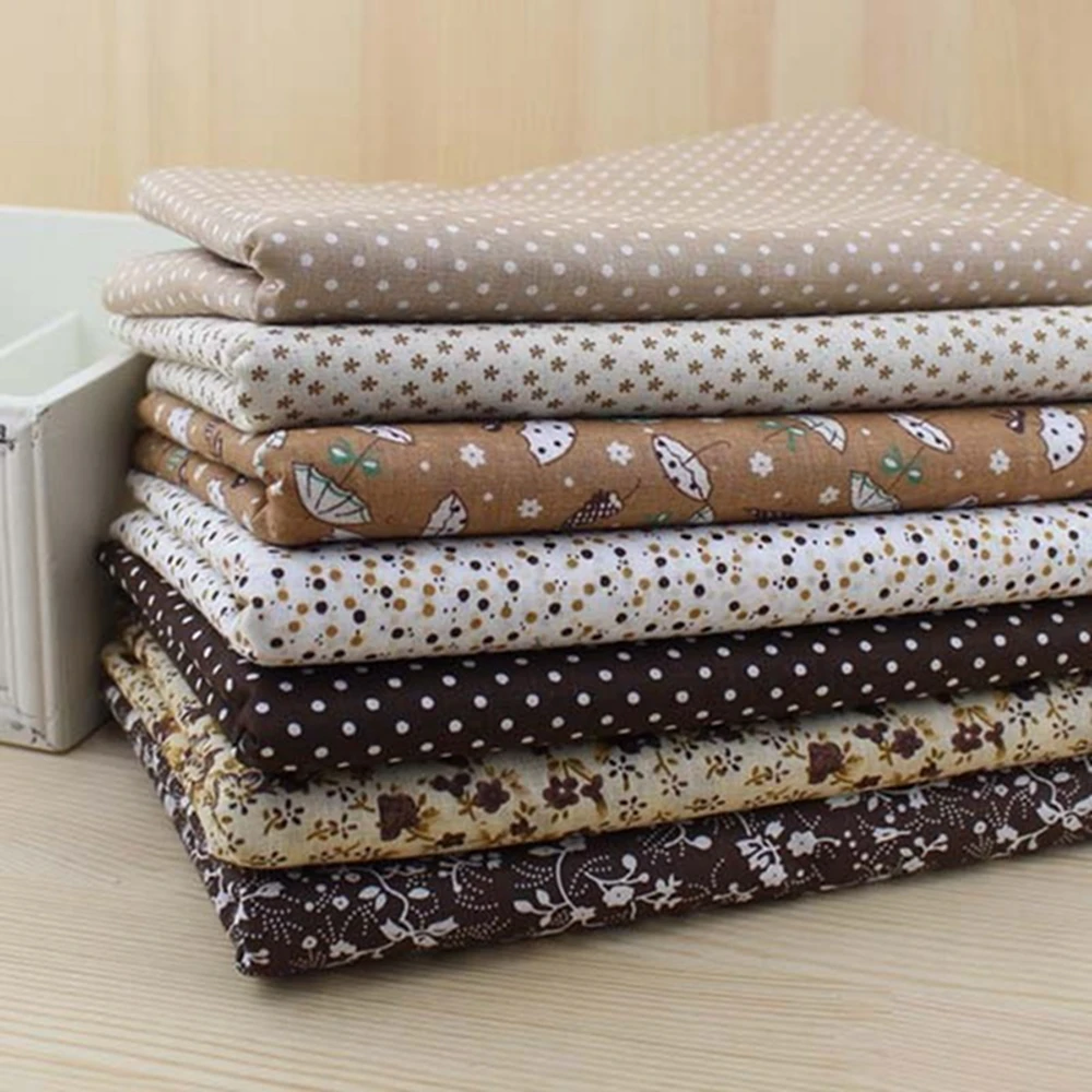 7 Pieces/Lot 50cm x 50cm Vintage Brown Cotton Fabric Fat Quarter Bundle Patchwork Fabric Tilda Cloth Quilting Tela