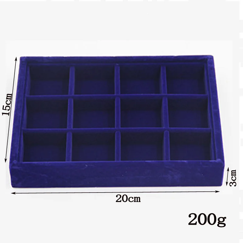 Caja organizadora de joyería, cajón de almacenamiento de 9 opciones, de terciopelo suave azul, para joyería, pendientes, collares, colgantes,