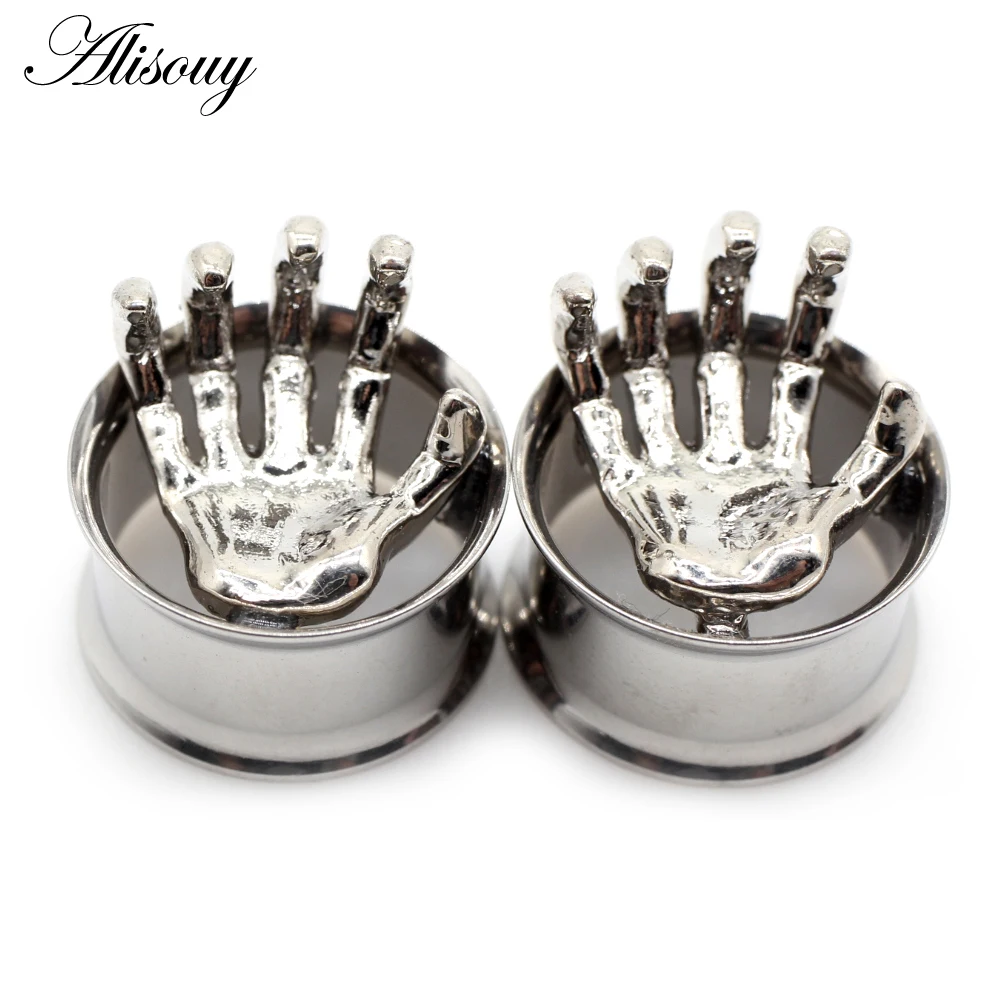 Alisouy 2pcs Stainless Steel Animal Octopus Bird Dinosaur Claw Ear Tunnels Plugs Screw Ear Expander Gauges Body Piercing Jewelry