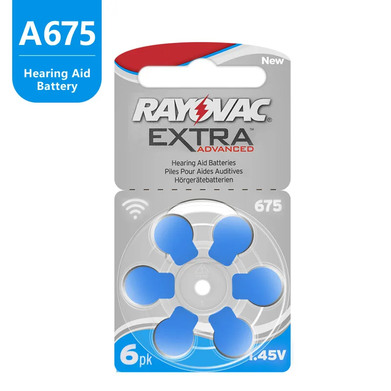 60 Stück RAYOVAC EXTRA Zink-Luft-Hörgerät-Batterien 1,45 V 675 A A675 675 PR44 Batterie