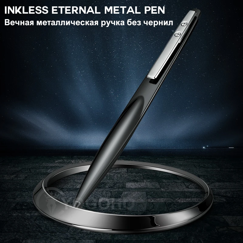 Black/sliver Creative Inkless Pen Metal Pen Student Pen Stationery Metal Pen Business Signature Pen Office Supplies