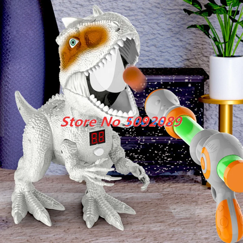 High Simulation Spray Battle Shooting Dinosaur Hungry Shooting Animal Air-powered Gun Soft Bullet Ball Scoring Game Auto  Score