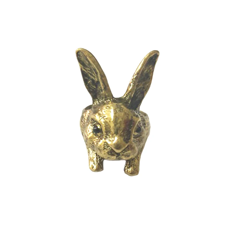 Dropshipping Cute Rabbit Vintage Hippie Ring Ancient Silver Plated Shaped Animal Wrap Adjustable Size Handmade Fashion Jewelry