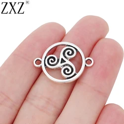 ZXZ 20pcs Celtics Knot Triskele Triskelion Triple Spiral Connector Charms for DIY Bracelet Jewelry Making