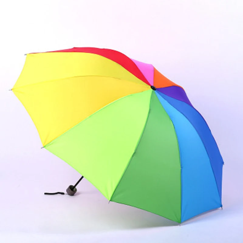 2020 fashion new rainbow umbrella folding umbrella waterproof colorful Paraguay creative tri-fold adult children umbrella