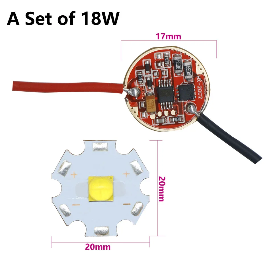 Ein Set LED-Taschenlampen-Zubehör 18W 10W 5W 3W Leistungsstarke LED und Treiber für Abenteuer-Camping im Freien Kaltweiß 10000K – Detail 4