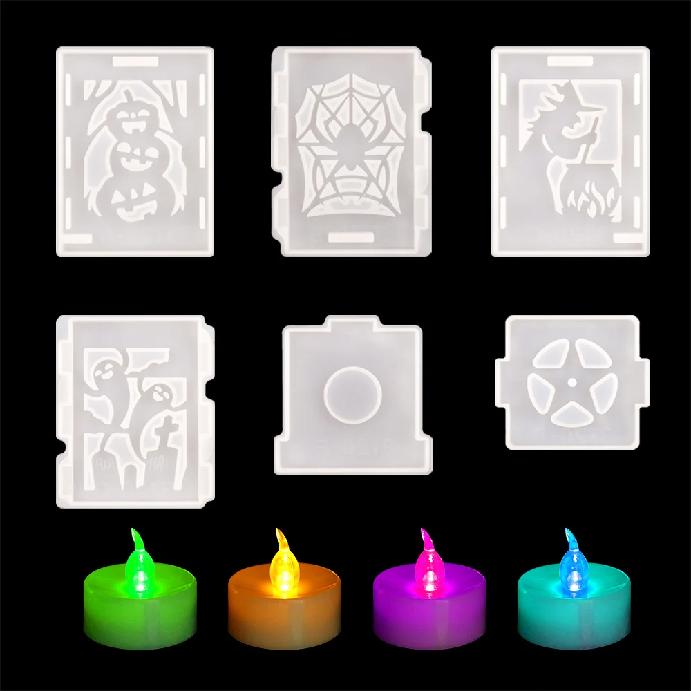 DM179 6PCS/Pack Ghost Pumpkin Lantern Silicone Resin Mold Halloween Lamp Silicon Mould Candle Light Decorations Christmas Moldes