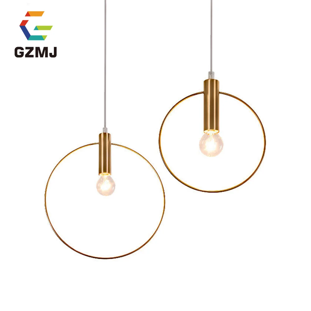 

GZMJ Modern Copper Gold Circle Round Pendant Lights Led Hanglamp Home Fixtures Kitchen Home Lights Lampshade Luminaire