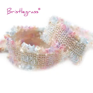 BristleGrass 1 Yard 30 mm Regenbogen Tweed geflochtener Draht Häkelspitze Makrame Ribbons Kissen Bandana 12 Hauptverkauf Tweed Ribbon - №7