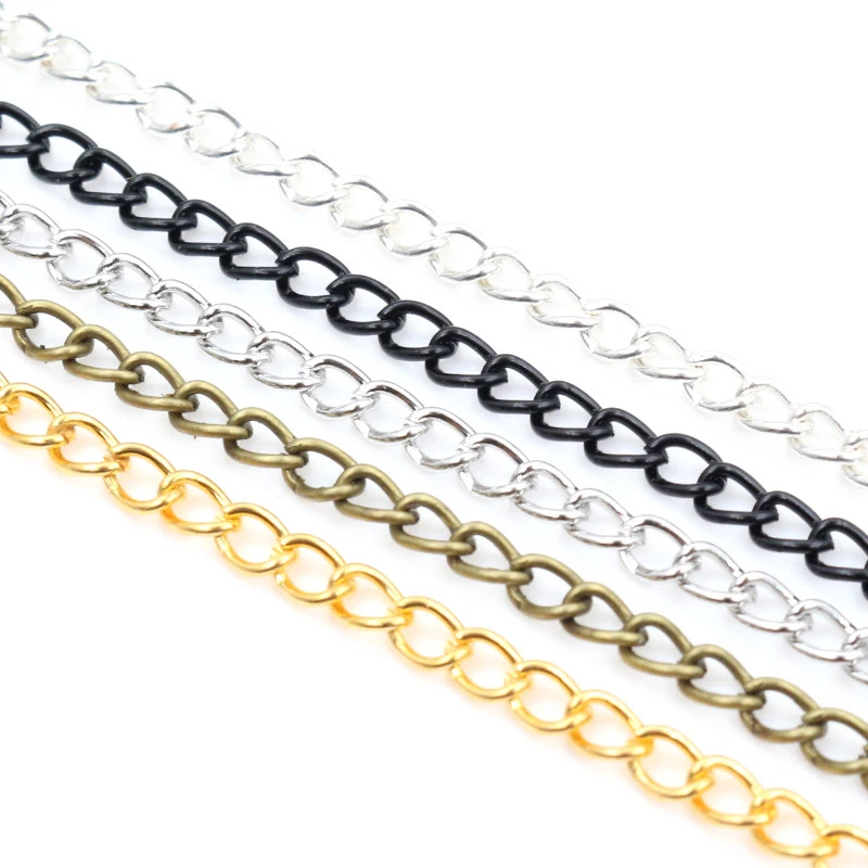 

5 Meters/lot 3x2mm 4x3mm Bronze Gold Silver 5 Colors Plated Unwelded Iron Cable Chains DIY Jewelry Making Findings Accessories