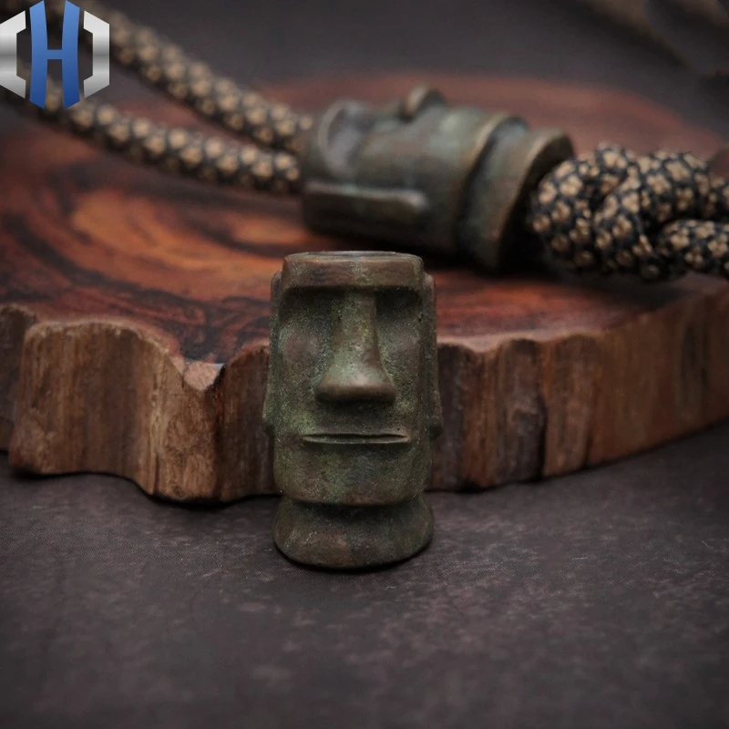 Original Easter Island Stone Portrait EDC Pendant Rope Knife Falling Flashlight Manual DIY Pendant Knife Beads