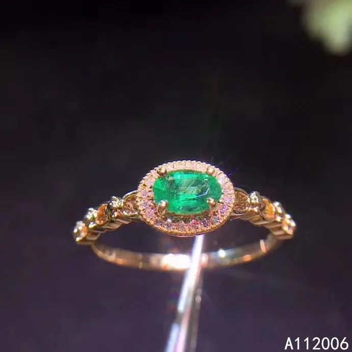 

KJJEAXCMY fine jewelry 925 sterling silver inlaid natural emerald ring delicate new female gemstone lovely support test